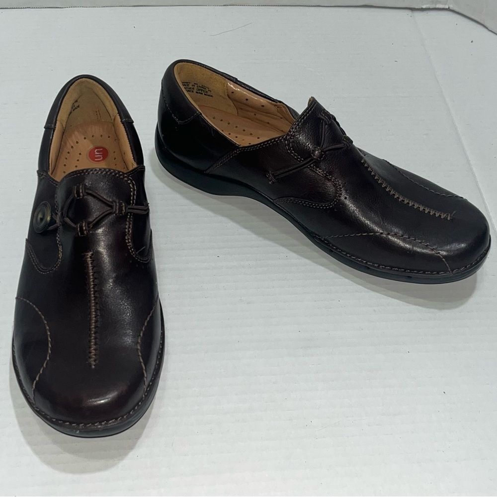 Clarks Unstructured Un Loop Brown Leather Slip-On… - image 7